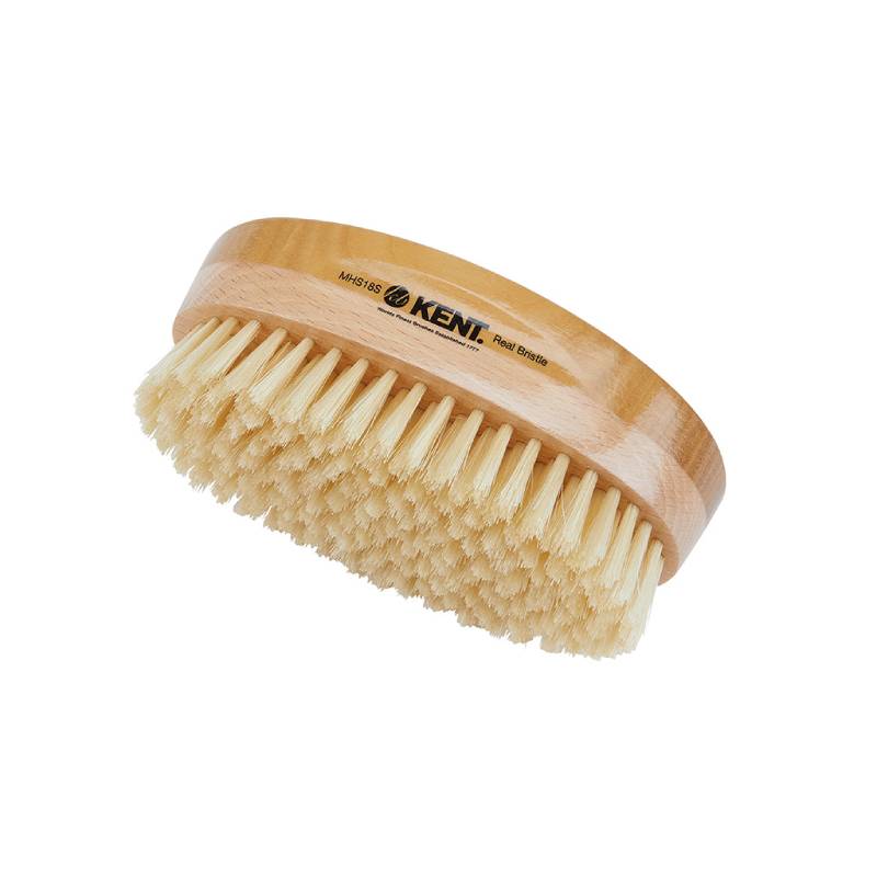 Kent Handmade Satinwood Pure white Bristle Military Style Brush - MHS18S