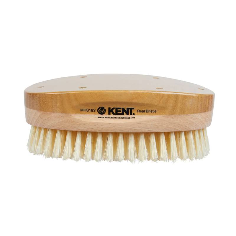 Kent Handmade Satinwood Pure white Bristle Military Style Brush - MHS18S