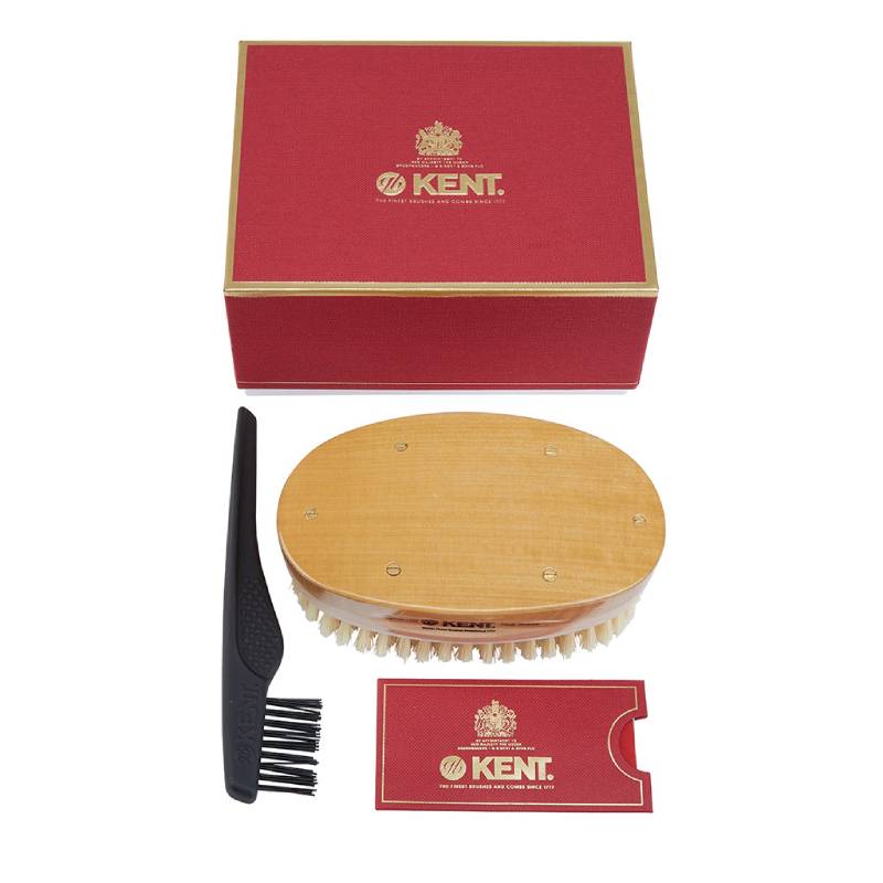 Kent Handmade Satinwood Pure white Bristle Military Style Brush - MHS18S