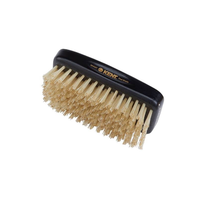 Kent Handmade Ebony Pure White Bristle Military Style Brush