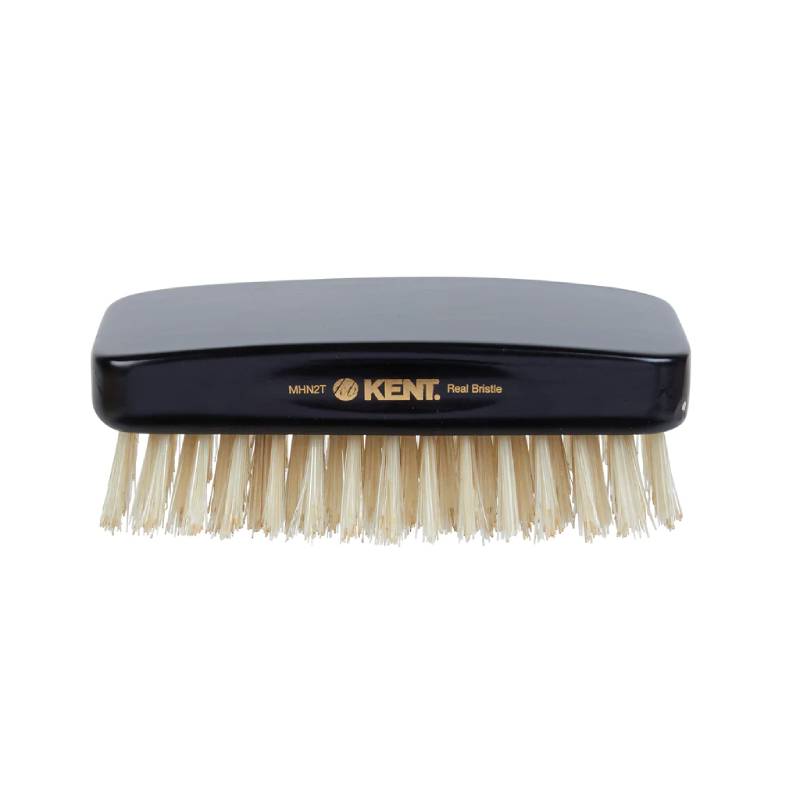 Kent Handmade Ebony Pure White Bristle Military Style Brush