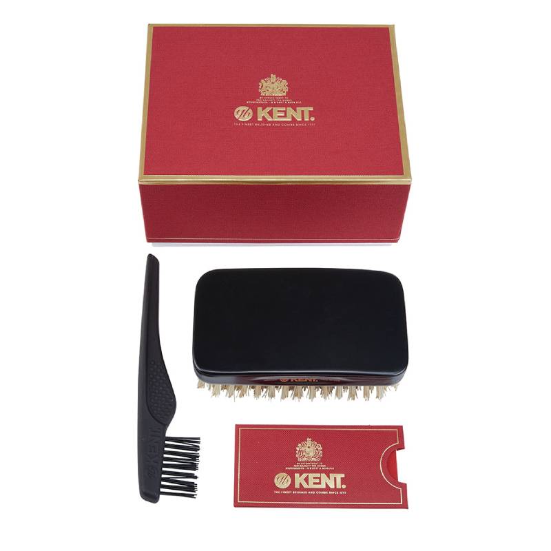 Kent Handmade Ebony Pure White Bristle Military Style Brush