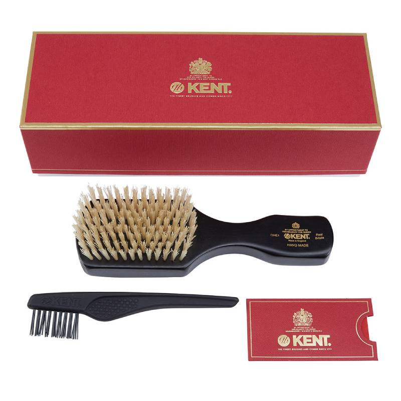 Kent Handmade Ebony Pure White Bristle Hairbrush