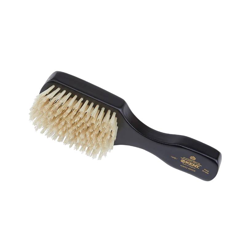 Kent Handmade Ebony Pure White Bristle Hairbrush