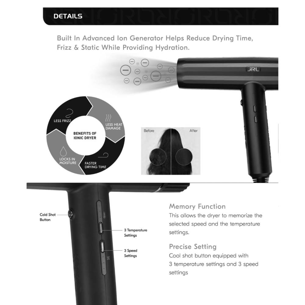 JRL Forte Pro 2020H Sunset Sapphire Hair Dryer
