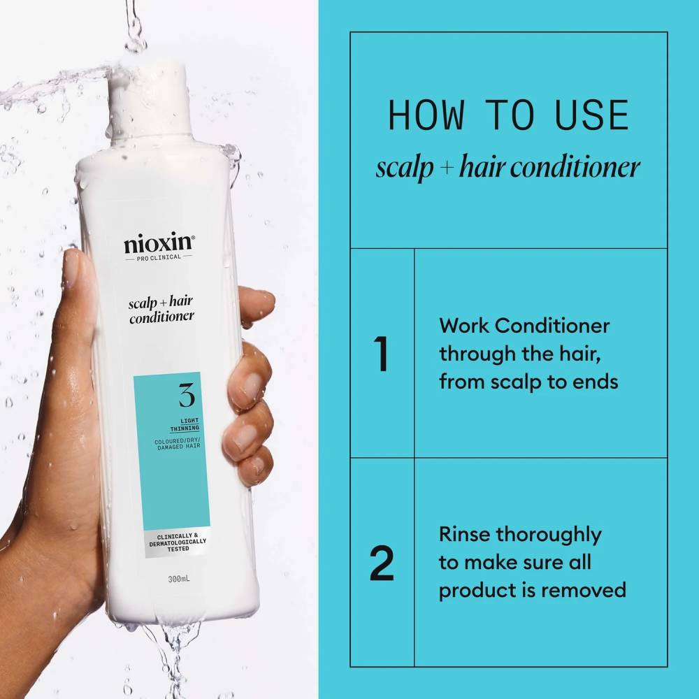 Nioxin System 3 Scalp + Hair Conditioner for Light Thinning Coloured Hair 300ml