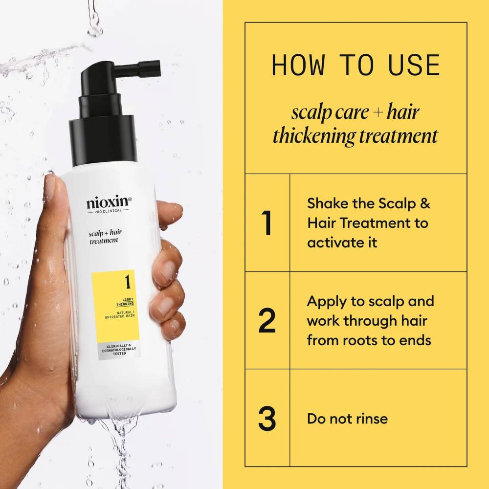 Nioxin System 1 Scalp + Hair Thickening Treatment for Light Thinning Natural Hair 100ml
