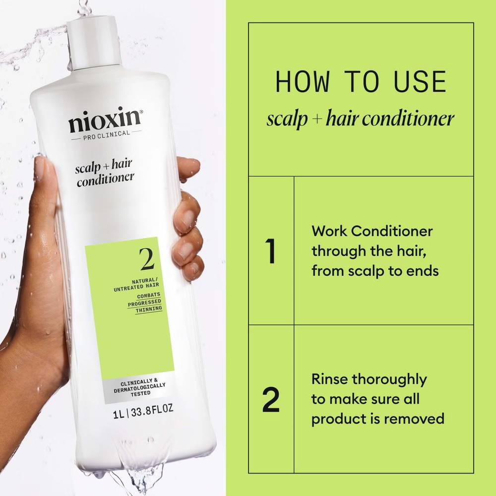 Nioxin System 2 Scalp + Hair Conditioner for Progressed Thinning Natural Hair 1000ml