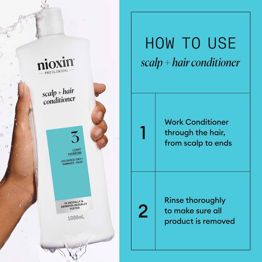 Nioxin System 3 Scalp + Hair Conditioner for Light Thinning Coloured Hair 1000ml