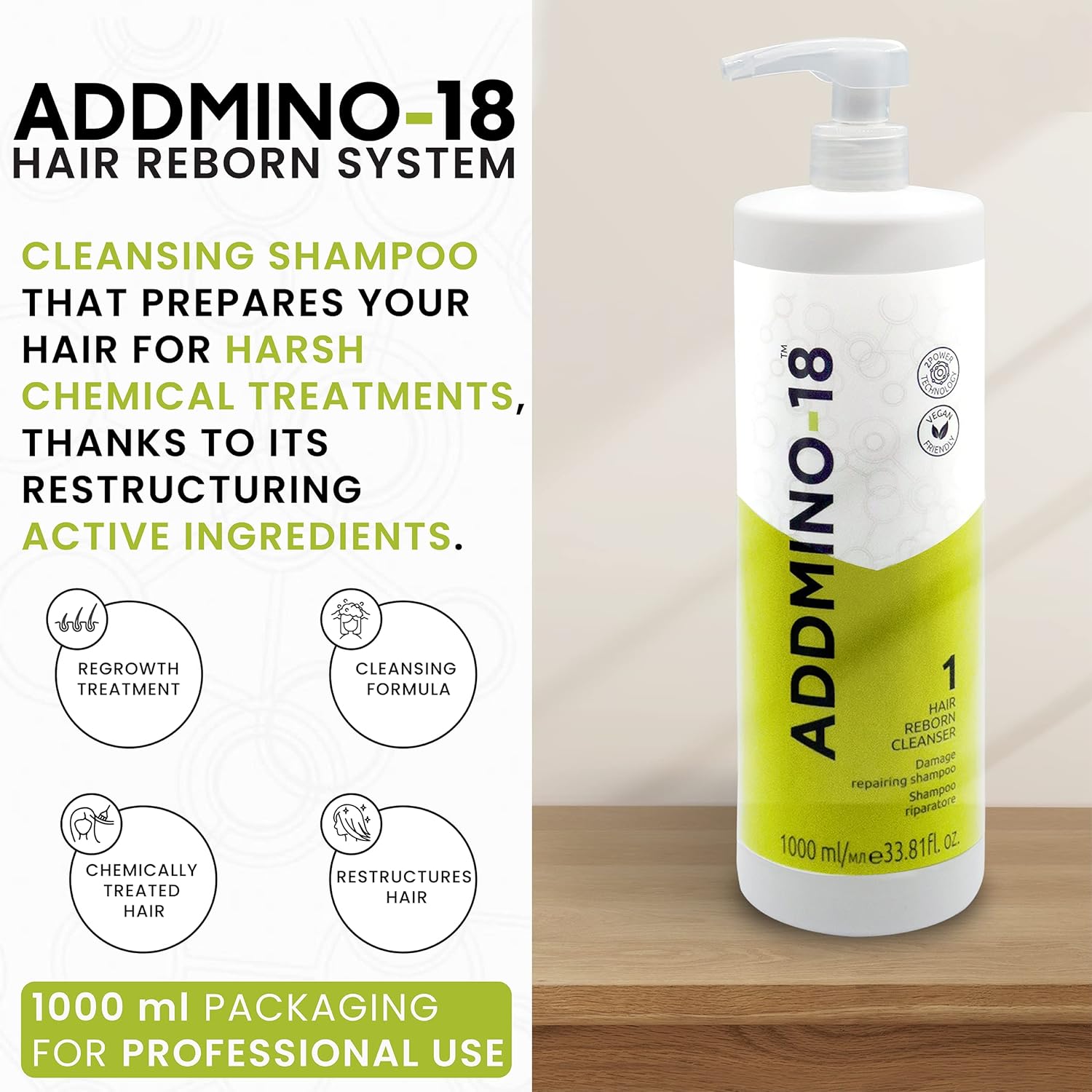 Addmino-18 1 Hair Reborn Cleanser 1000ml