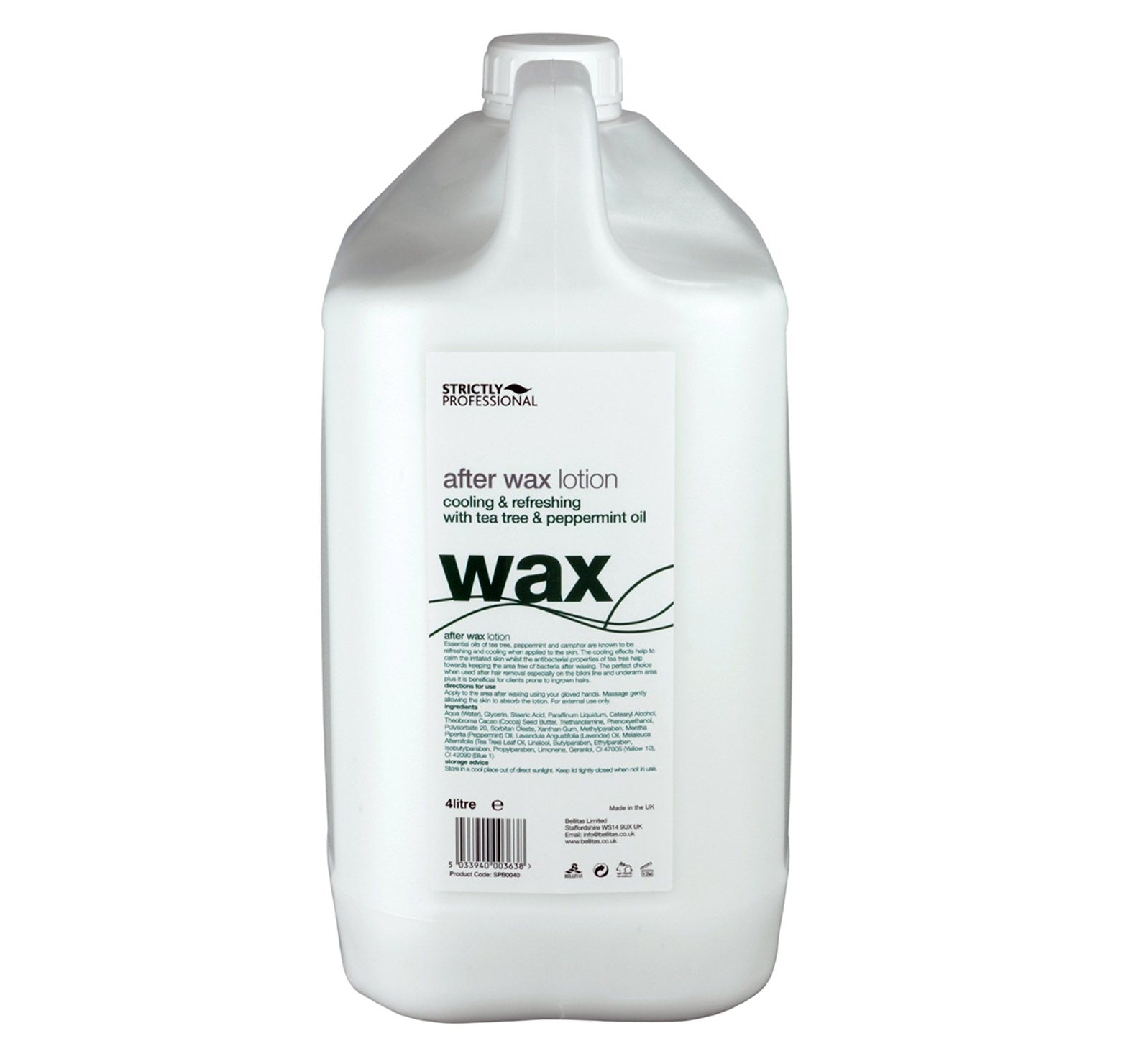 Strictly Professional After Wax Lotion - Tea Tree & Peppermint - 4 Litre