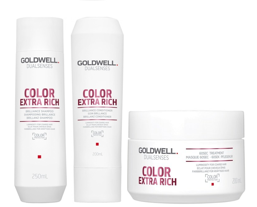Goldwell Dualsenses Color Extra Rich Shampoo 250ml, Conditioner 200ml and 60sec Treatment 200ml