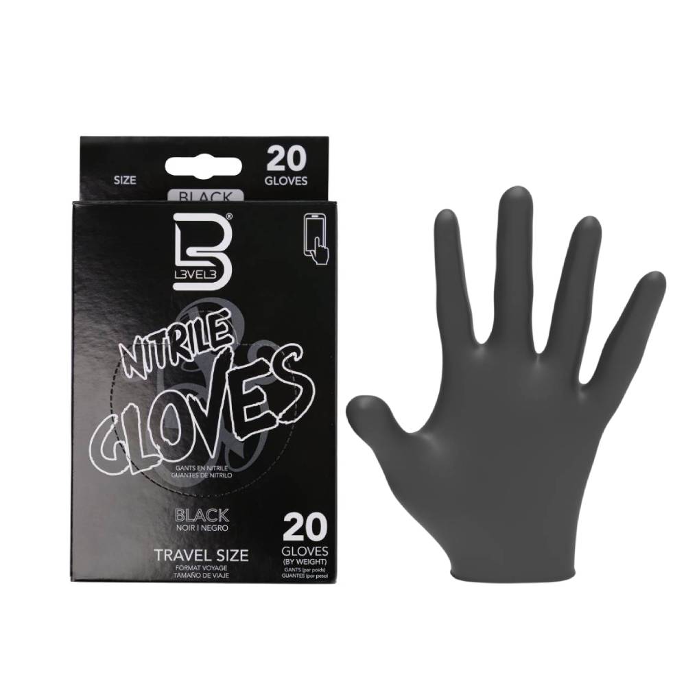 L3VEL3 Professional Nitrile Gloves Black (20)