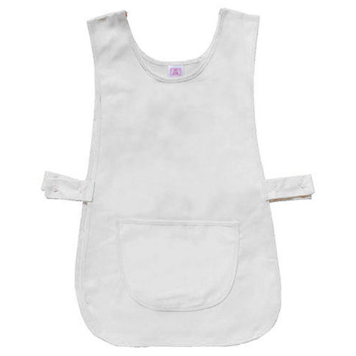 Tabard With Adjustable Size Straps & Front Pocket Medium - White