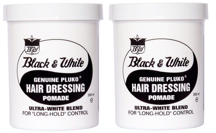 Black & White Genuine Pluko Hair Dressing Pomade 200ml x2