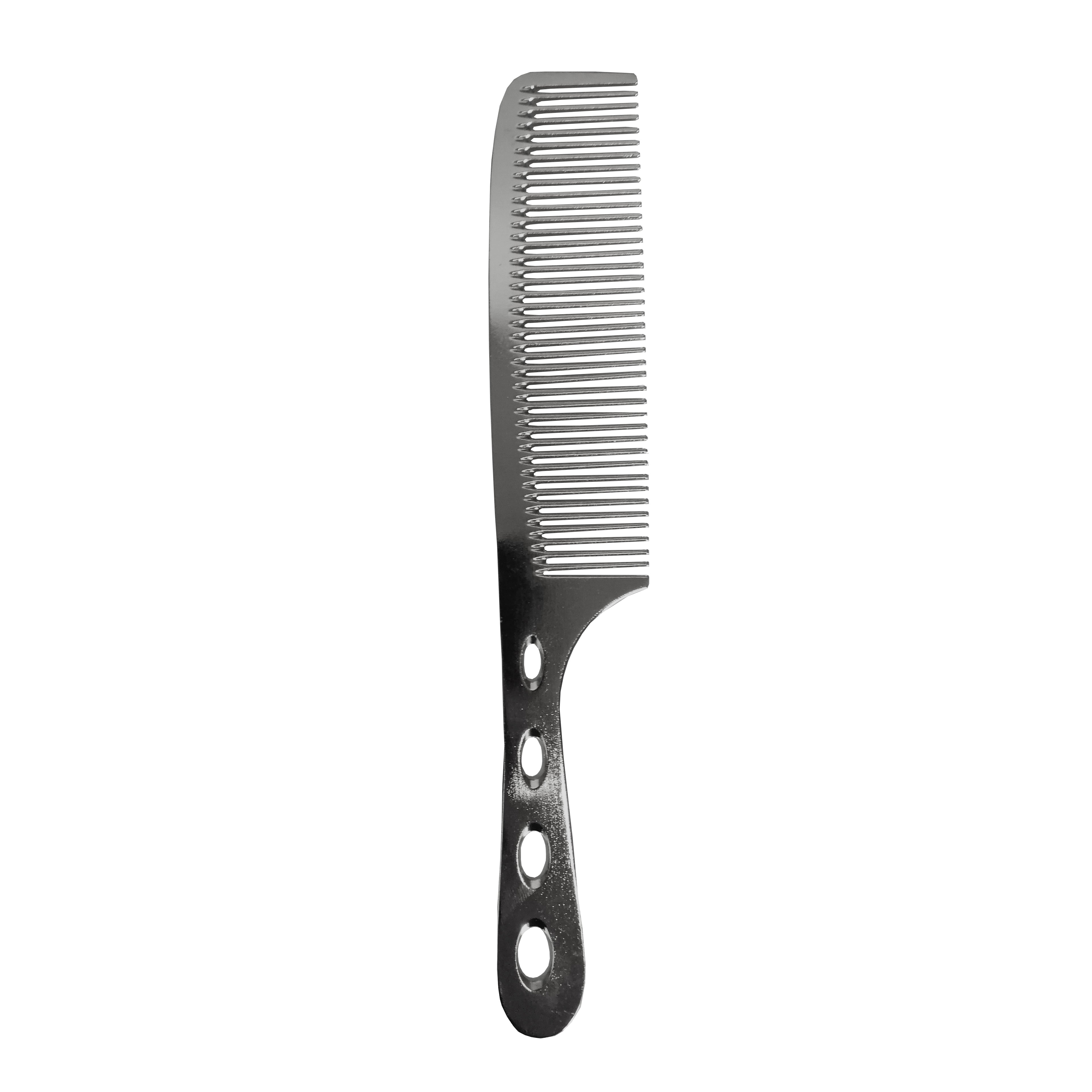 BarberStyle Black Chrome Metal Flat Top Comb