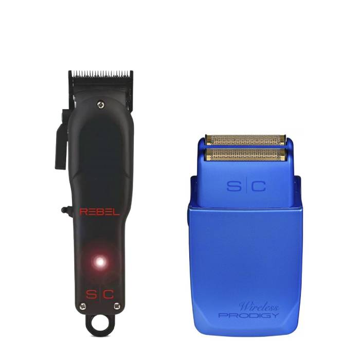 StyleCraft Rebel Clipper and StyleCraft Wireless Prodigy Shaver Metallic Blue