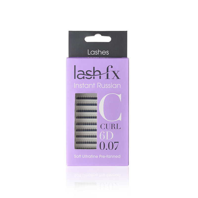 Lash FX Pre-Fanned Instant Russian Lashes C Curl 6D 0.07 Super Fine 13mm