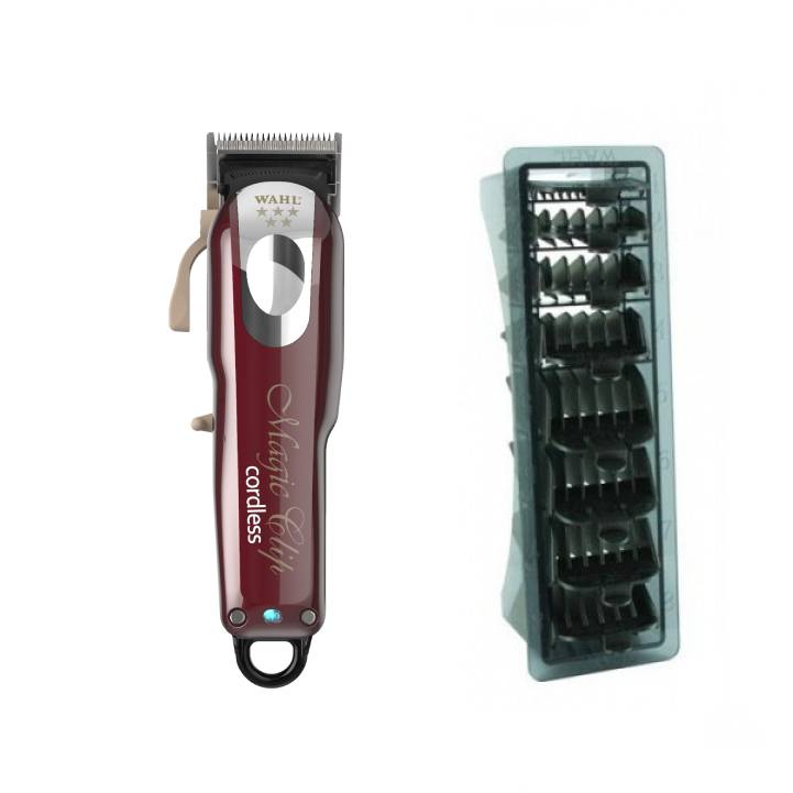 Wahl Cordless Magic Clipper and 1-8 Black Clipper Comb Set