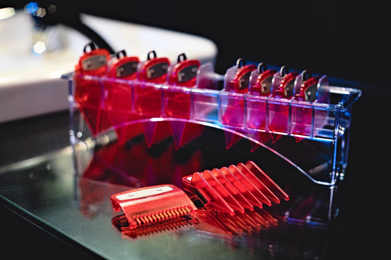 BarberStyle Transparent Red Premium Guards