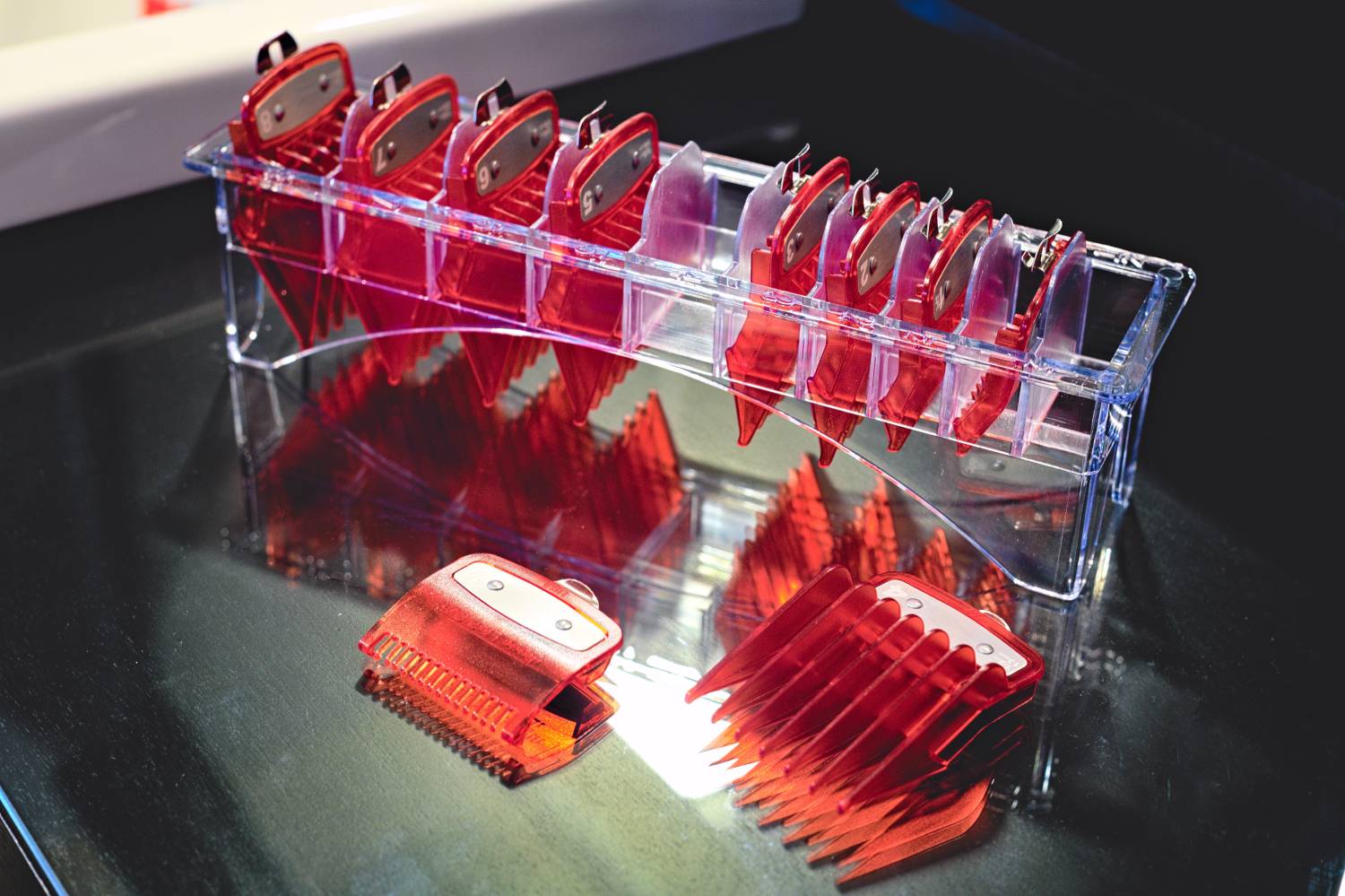BarberStyle Transparent Red Premium Guards