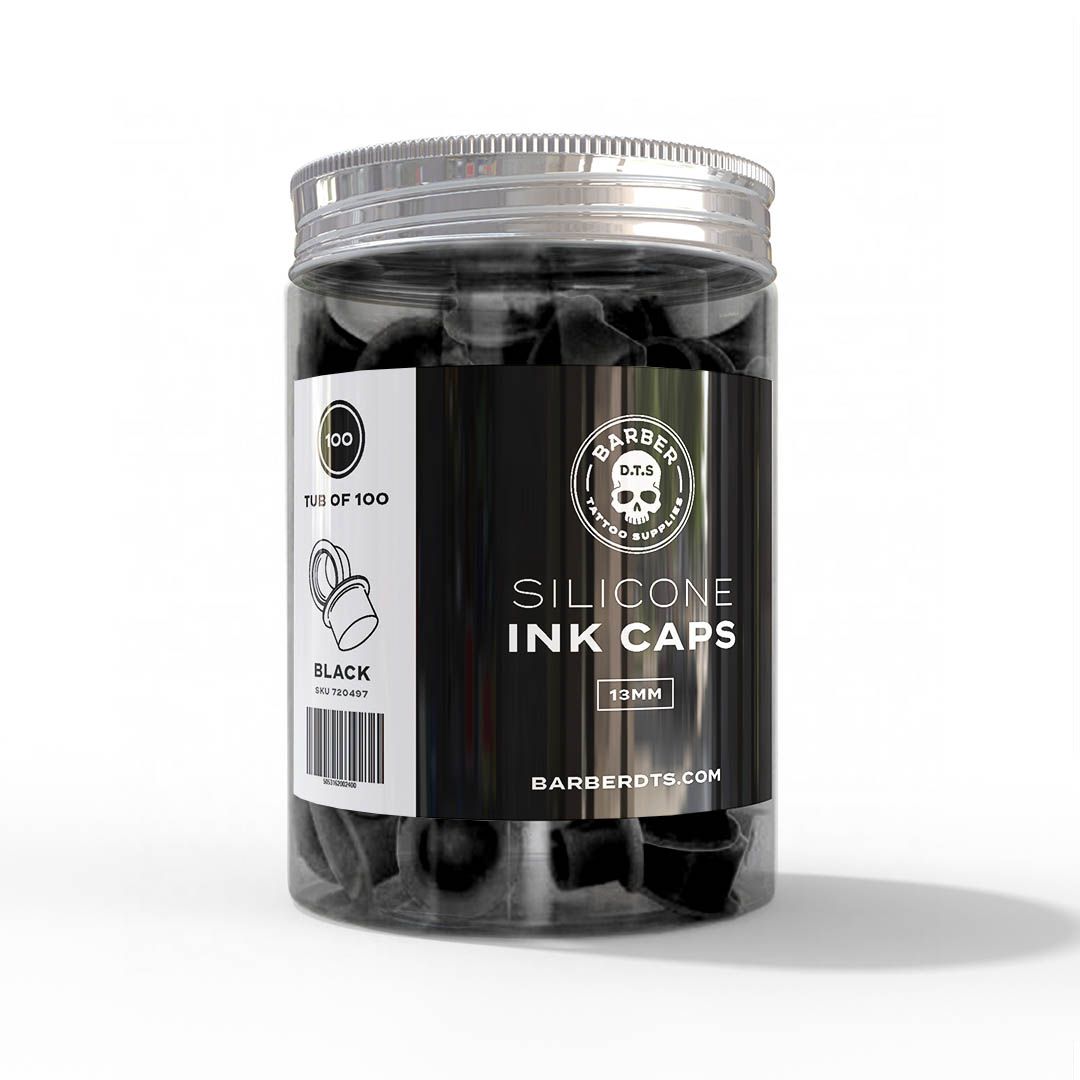Barber DTS Silicone Ink Caps 13mm Black (100)