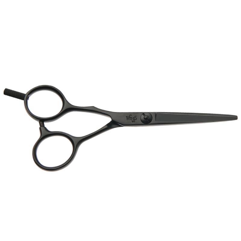 Wings Matt Black Flat Screw Left Handed Scissors